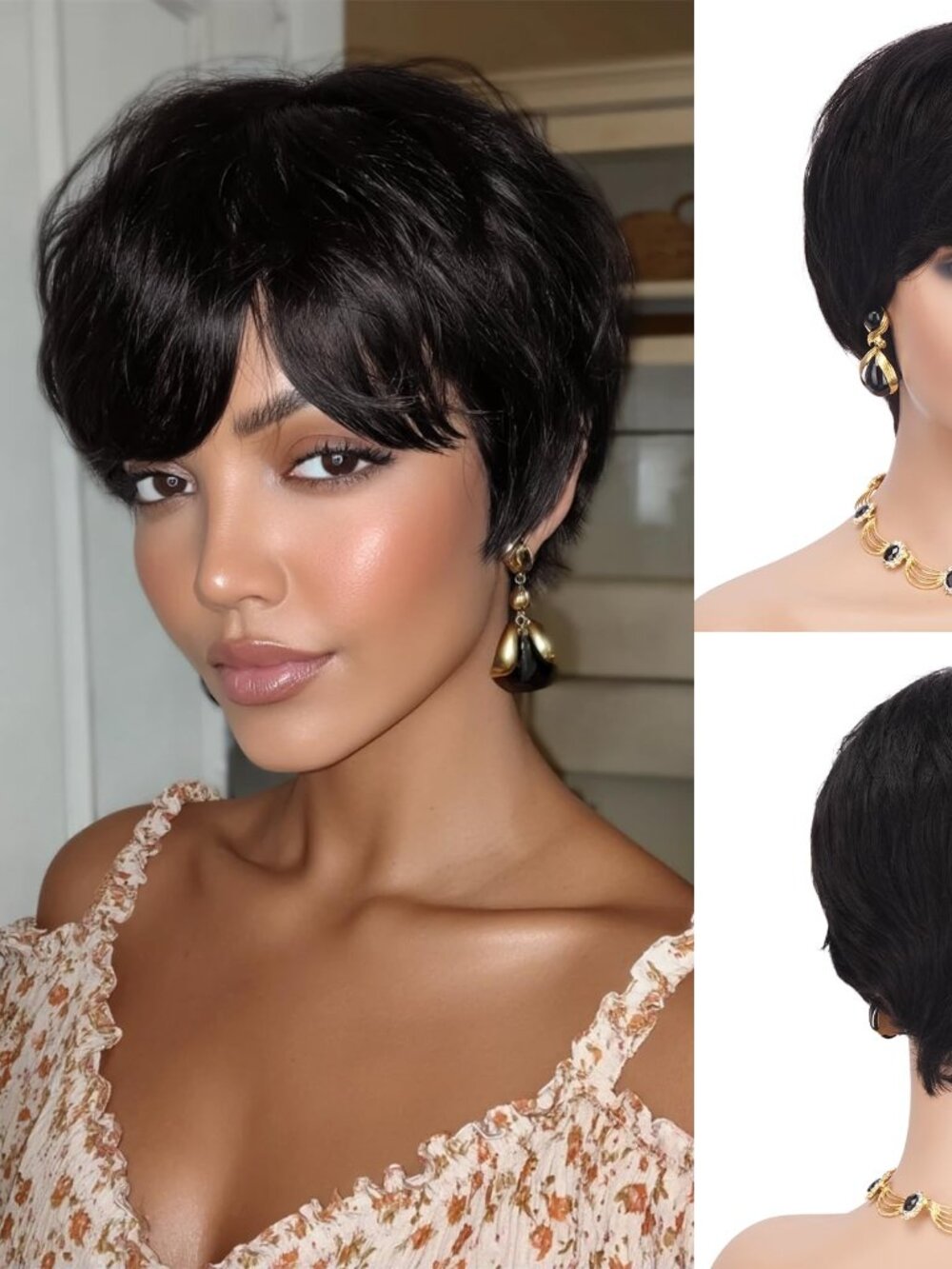 NEW Sidaila Pixie Cut Wig HUMAN HAIR Short Pixie Wig with Bangs
